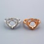 8MM Round Prong Ring Settings Heart Halo Rose Gold Plated Solid 925 Sterling Silver Set Size Ring Bezel 1210110