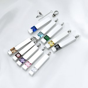 Keepsake Ash Canister Cremation Urn Set Color CZ Stone Birthstone Stick Stainless Steel Wish Vial Pendant Prayer Box 6x38MM 1190037