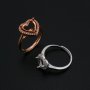 6-8MM Halo Heart Prong Ring Settings Solid 925 Silver Rose Gold Plated DIY Adjustable Ring Bezel for Gemstone Supplies 1294237