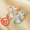 6x8MM Oval Prong Ring Settings,Marquise Stacker Birthstone Ring Band,Flower Stackable Solid 925 Sterling Silver Rose Gold Plated Ring,DIY Ring Blank 1294556