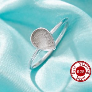 Keepsake Breast Milk Resin Pear Bezel Ring Settings,Solid Back Solid 925 Sterling Silver Ring,Minimalist Pear Ring,DIY Ring Supplies 1294950