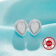 Keepsake Breast Milk Resin Pear Bezel Studs Earrings Blank Settings,Solid 925 Sterling Silver Studs Earring,Pave CZ Stone Earrings,DIY Earrings Supplies 1706212-1