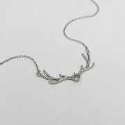 1Pcs 4MM Solid 925 Sterling Silver Deer Horn Round 4 Prongs Gemstone Prong Bezel Settings DIY Pendant 16''+2'' 1411242