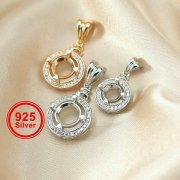 1Pcs 5-9MM Round Prong Bezel Settings For Gems Cz Stone Solid 925 Sterling Silver DIY Pendant Charm Tray 1411213