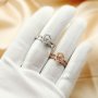 6x8MM Halo Pear Prong Ring Settings,Stackable Solid 925 Sterling Silver Ring,Rose Gold Plated Half Band 2x4MM Bezel Bithstone Stacker Ring 1294435