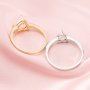 4-8MM Heart Prong Ring Setttings Memory Jewelry Solid 14K 18K Gold DIY Ring Blank Wedding Band with Moissanite 1294377-1