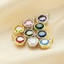 5MM Round Birthstone Charm,Solid 925 Sterling Silver Gold Plated Pendant,Color Stone Pendant Charm,Simulated Color Gemstone Charm,DIY Pendant Supplies 1411345