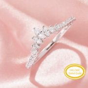 Curved Moissanite Stackable Ring,Solid 14K 18K Gold Ring,Stackable Ring,Moissanite Marquise Art Deco Ring,Stacker Ring,DIY Ring Supplies 1295004