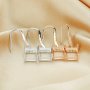 1Pair 8x10MM Rectangle Hook Earrings Settings Rose Gold Plated Solid 925 Sterling Silver Bezel DIY Supplies for Gemstone Jewelry 1706059