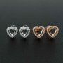 1Pair 5-6MM Rose Gold Plated Solid 925 Sterling Silver Heart Prong Bezel DIY Studs Earrings Settings for Gemstone Jewelry Supplies 1706051