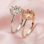 6x8MM Keepsake Breast Milk Art Deco Oval Prongs Ring Settings Resin Solid 14K Gold DIY Flower Ring Blank Band 1224019-1