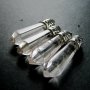 4pcs 8x34mm faceted pillar crystal quartz stick stone pendant charm DIY jewelry findings supplies with silver bail 1820195