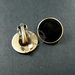 10pcs 18mm round setting bezel tray shiny bronze plated brass earring clip DIY supplies 1701057