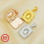 4x6MM Keepsake Breast Milk Resin Oval Bezel Settings,Book Photo Locket Pendant Charm,Vintage Solid 925 Sterling Silver Rose Gold Plated Charm 1431170