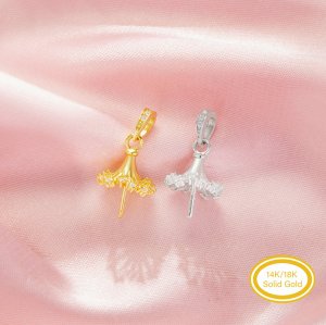 Keepsake Breast Milk Ball Flower Pin Pendant Settings for Half Drilled Pearl Bead,Solid 14K 18K Gold Pendant,DIY Pendant Supplies 1431510
