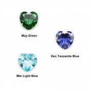 5Pcs March May December Birthstone Heart Faceted Cubic Zirconia CZ Stone DIY Loose Stone Supplies 4130020-2