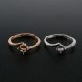 1Pcs 3-5MM Round Bezel Simple Bypass Shank Rose Gold Plated Solid 925 Sterling Silver Adjustable Prong Ring Settings for Gemstone 1210069