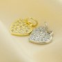 9MM Pave CZ Stone Heart Charm,Solid 925 Sterling Silver Gold Plated Pendant Charm,DIY Charm Supplies 1431188