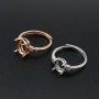 1Pcs Oval Prong Ring Settings Blank Adjustable Simple Rose Gold Plated Solid 925 Sterling Silver DIY Bezel for Gemstone 1224044