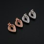 6x8MM Double Halo Pear Prong Studs Earrings Settings Solid 925 Sterling Silver Rose Gold Plated Earrings Bezel DIY Supplies 1706075