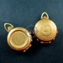 5pcs 16mm round bezel tray setting flower engraved raw brass vintage style folding photo locket pendant charm 1110022