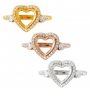 8MM Halo Heart Prong Ring Settings with Heart Side Stone Solid 925 Sterling Silver Rose Gold Plated Ring Bezel for Faceted Stone 1294321