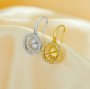 Keepsake Breast Milk Resin Ball Round Pin Hoops Earrings Settings for 7-8MM Half Drilled Pearl Bead,Solid 925 Sterling Silver Gold Plated Earrings,DIY Earrings Supplies 1706217