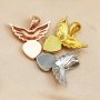 8MM Keepsake Breast Milk Resin Heart Angel Wing Pendant Prong Settings Mother Baby Solid 925 Sterling Silver Rose Gold Plated Charm Bezel 1431131