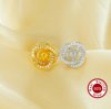 Keepsake Breast Milk Resin Ball Round Pin Studs Earring Settings for 6-7MM Half Drilled Pearl Bead,Solid 925 Sterling Silver Gold Plated Earrings,DIY Earrings Supplies 1706220