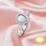 6x8MM Keepsake Breast Milk Resin Pear Ring Bezel Settings,Solid Back Solid 14K 18K Gold Moissanite Ring Stackable Ring,DIY Ring Supplies 1294736