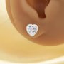 Heart Simulated Diamond Studs Earrings With White Cubic Zirconia,Solid 925 Sterling Silver Earrings,Simple Earrings 6370031