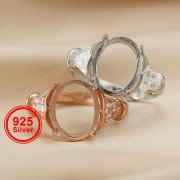 12x16MM Keepsake Breast Milk Oval Prong Ring Settings Solid 925 Sterling Silver Rose Gold Plated Ring Bezel DIY Supplies 1224113