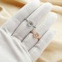 8MM Round Prong Ring Settings,Solid 925 Sterling Silver Rose Gold Plated Ring,Art Deco Bezel Ring Band,DIY Ring Supplies 1215035