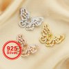 4x6MM Pear Prong Pendant Settings,Butterfly Solid 925 Sterling Silver Rose Gold Plated Pendant Charm,DIY Charm Bezel For Gemstone 1431144