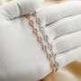 4x6MM 8 Stone Oval Prong Bracelet Bezel Settings,Solid 925 Sterling Silver Rose Gold Plated Bracelet Bezel With Chain 5.9''+1.18' 1900275