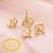 6MM Round Simple Prongs Studs Earrings Settings,Screwe Off Double Sides Bezels.Solid 14K Gold Earrings,DIY Earrings Supplies 1705075