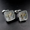 1Pair Silver Color Brass Square Tourbillon Novelty Cufflinks Fashion Men's Shirt Button French Cuff Links 8611014