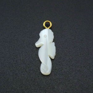 5Pcs 12x20MM White Mother of Pearl Shell Sea Horse Pendant Charm DIY Supplies Findings 1800518