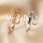 Oval Prong Ring Blank Settings Flower Leaf Bezel Solid 925 Sterling Silver Rose Gold Plated Adjustable Ring Band for Gemstone 1224111