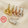 5-6MM Round Prong Hook Earrings Settings Solid 925 Sterling Silver Rose Gold Plated DIY Supplies for Gemstone 1706088