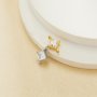 Princess Cut Square White CZ Stone Stainless Steel Charm,Square Pendant Charm With Two Loops,Minimalist Gold Plated Pendant Charm 1431462