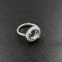 1Pcs 8-10-12MM Round Cz Stone Prong Setting 925 Sterling Silver Bezel Tray Adjustable Ring Settings 1212036