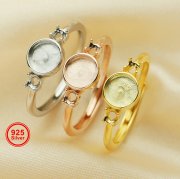 6MM Keepsake Breast Milk Resin Round Ring Settings with 3MM Side Stones,Solid Back 925 Sterling Silver Rose Gold Plated Ring,3 Stone Bezel Ring,DIY Ring Supplies 1215063