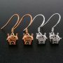 1Pair Round Hook Earrings Settings Rose Gold Plated Solid 925 Sterling Silver Bezel DIY Supplies for Gemstone Jewelry 1706058