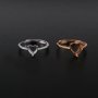 1Pcs 4-13MM Rose Gold Plated Solid 925 Sterling Silver Simple Heart Prong Bezel DIY Adjustable Ring Settings for Gemstone 1294169