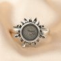 8MM Round Keepsake Breast Milk Resin Ring Settings Sun Antiqued Solid 925 Sterling Silver Adjustable DIY Ring Bezel Supplies 1212083