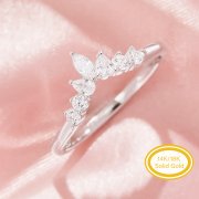 Curved Moissanite Stackable Ring,Solid 14K 18K Gold Ring,Elegant Stacker Ring,Stackable Ring,DIY Ring Supplies 1294998