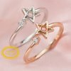 3MM Round Prong Ring Setttings Star Memory Jewelry Solid 14K 18K Gold DIY Ring Blank Wedding Band for Gemstone 1215018-1