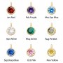 5MM Round Birthstone Charm,Solid 925 Sterling Silver Gold Plated Pendant,Color Stone Pendant Charm,Simulated Color Gemstone Charm,DIY Pendant Supplies 1411345