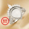 8x10MM Keepsake Breast Milk Resin Pear Ring Settings,Stackable Solid 925 Sterling Silver Ring,Art Deco Stacker Ring Band,DIY Ring Set 1294446
